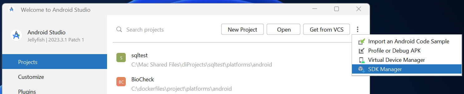 Launch Android SDK Manager